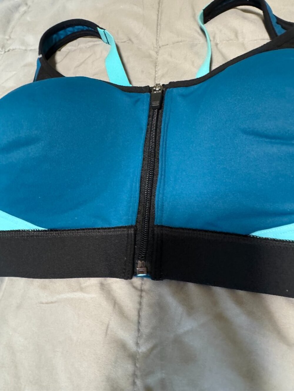 champion sports bra nw size med zip front opening racer